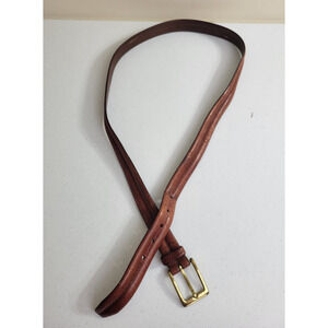 Italian Leather Belt Brown Full Grain Men's Size 44 Dress Solid Brass Buckle